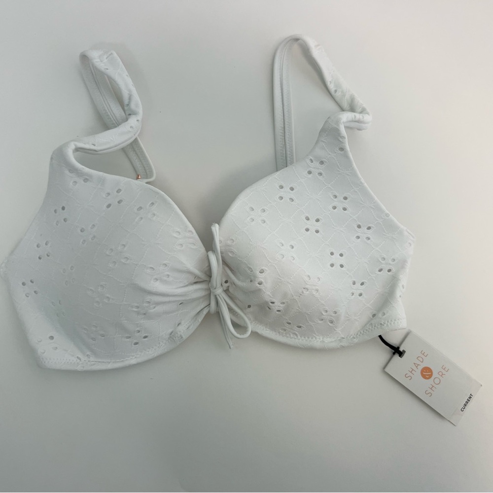 Shade & Shore white adjustable bikini top lightly lined 32D
